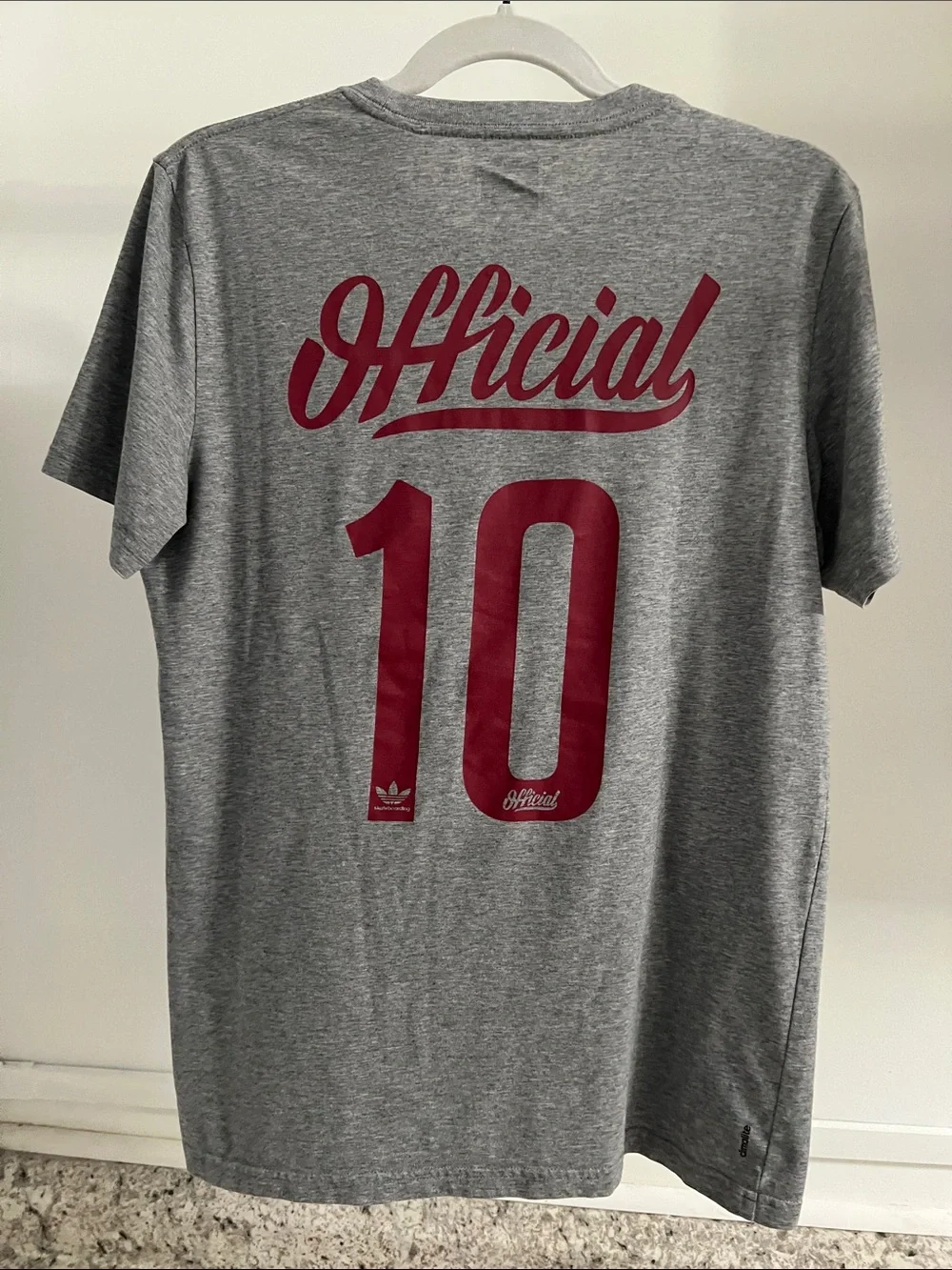 adidas Grey Skateboarding Tee with Maroon 'Official' Graphic
